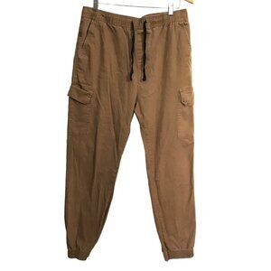 SEVEN OAKS MENS BROWN ELASTIC WAIST TAPPER LEG 98% COTTON SIZE LARGE
